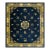 Special Flowers Bordering a Medallion in the Center in a Navy Background Color Antique Chinese Peking Rug For Sale
