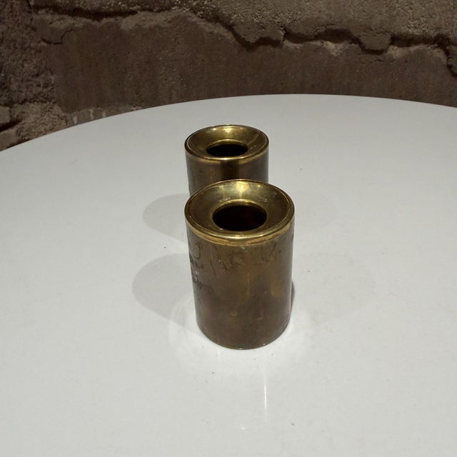 Dansk b.c.a. Brass Candle Holders or Oil Lamps From Denmark Mid-Century Modern For Sale - Image 4 of 11