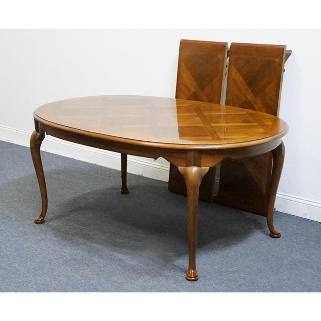 Thomasville Furniture Fisher Park Collection 99" Oval Dining Table W. Basket Weave Parquet Top 24921-752 For Sale - Image 10 of 12