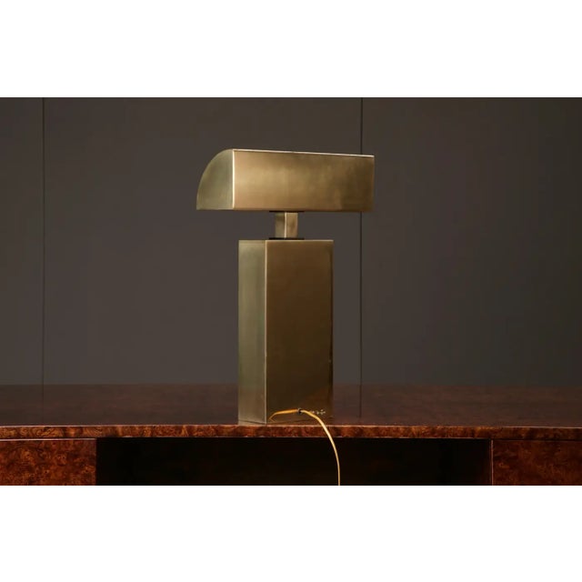 Modern Karl Spinger 'Sculpture' Brass Table Lamp, C 1980, Signed For Sale - Image 3 of 18