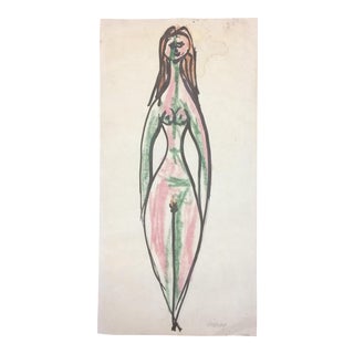 Robert George Gilberg Ink & Pastel Painting For Sale