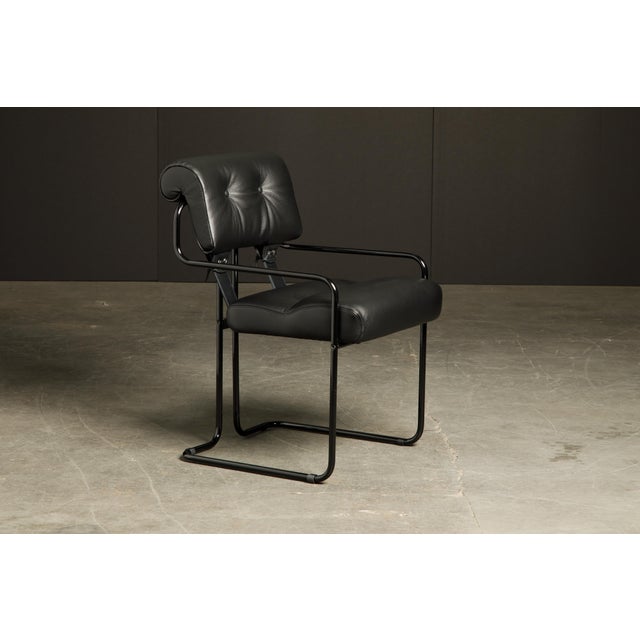 Modern Black Leather Tucroma Chairs by Guido Faleschini for Mariani, Brand New - Set of 12 For Sale - Image 3 of 12