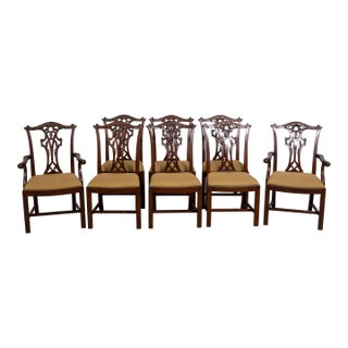 Set of 8 Henredon Chippendale Mahogany Dining Room Chairs For Sale