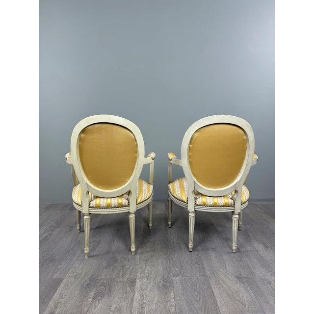 20th Century Louis XVI Medallion Armchairs with Ottoman, Set of 3 For Sale - Image 11 of 13
