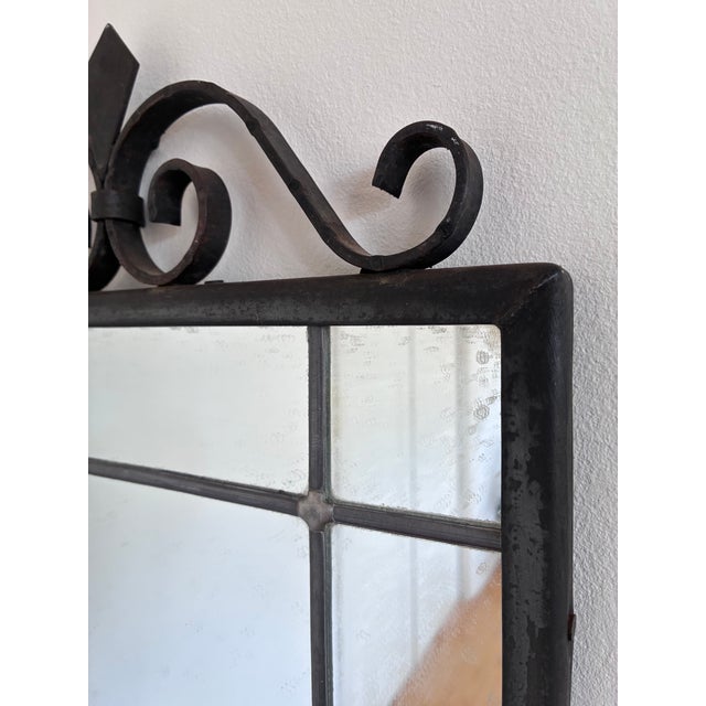 Art Deco Black Wrought Iron Wall Mirror, Belgium, 1930s For Sale - Image 4 of 10
