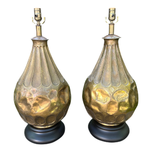 1960s Italian Modernist Brass Lamps - Set of 2