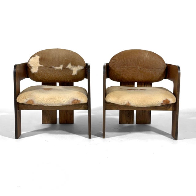 Mid-Century Modern Pair of Italian Lounge Chairs Attributed to Tobias Scarpa For Sale - Image 3 of 13