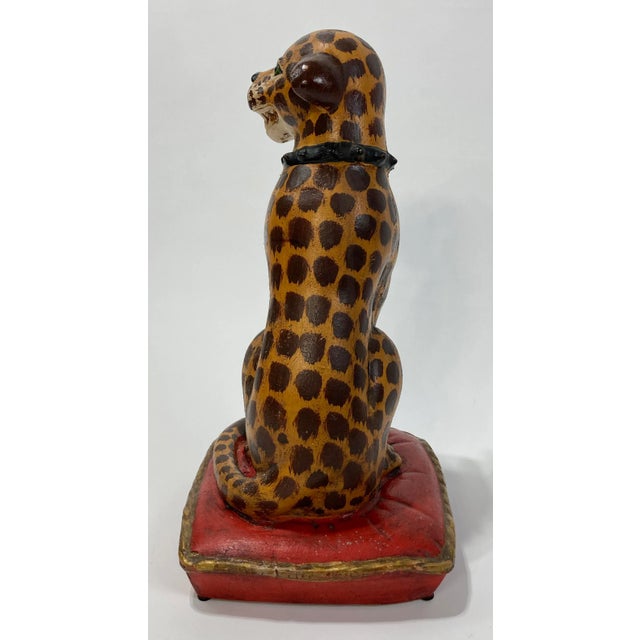 Antique Handmade Ceramic Spotted Cat Figure For Sale - Image 4 of 10