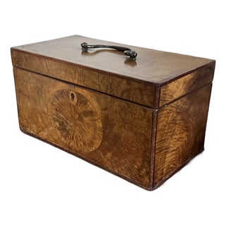 Antique 18th Century English George III Satinwood and Mahogany Tea Caddy Box Circa 1790 For Sale