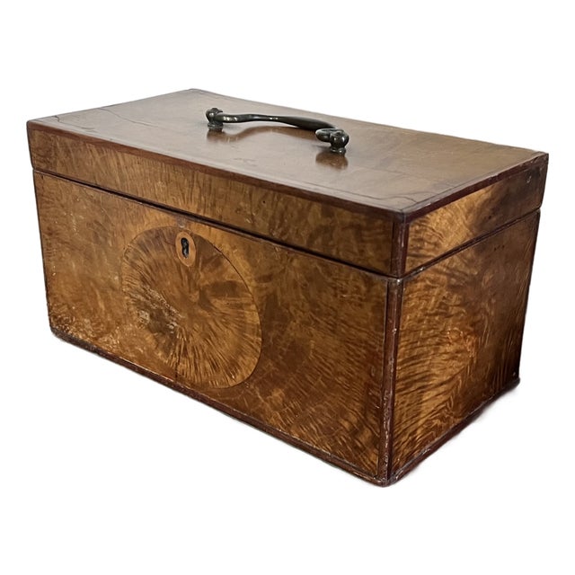 Antique 18th Century English George III Satinwood and Mahogany Tea Caddy Box Circa 1790 For Sale