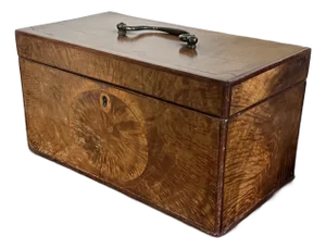Antique 18th Century English George III Satinwood and Mahogany Tea Caddy Box Circa 1790