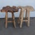 Pair of 22" rustic live edge stools One lighter wood, and one is a medium-dark wood. Both are about 2ft. tall, and feature...