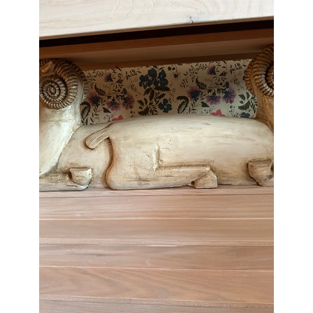 1930âs Style Three Tier Pickled Oak Ram Console Table With Goats For Sale In New York - Image 6 of 10