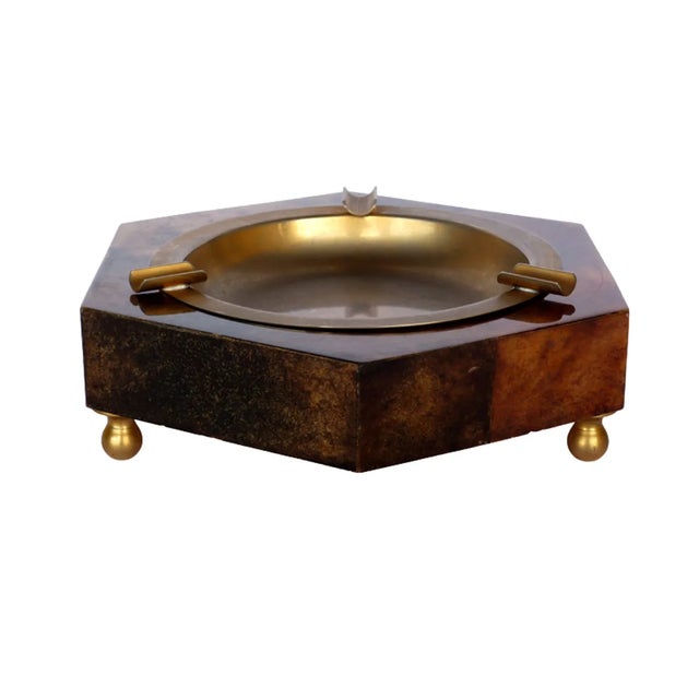 Metal Mid-Century Parchment Goatskin Ashtray from Aldo Tura Design Italia, 1950s For Sale - Image 7 of 7