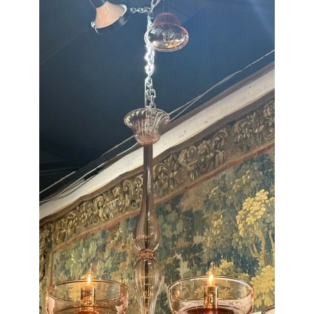 Early 21st Century Rose Colored Custom Designed Murano Chandelier For Sale - Image 5 of 7
