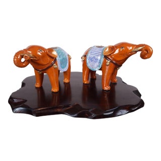 Chinese Porcelain Auspicious Elephant Pair For Sale