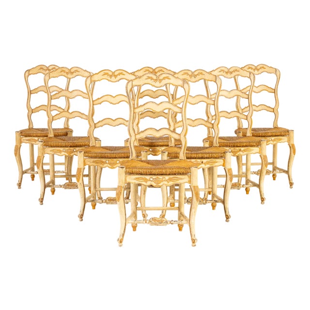 French Painted Chairs, 1940s, Set of 8 For Sale