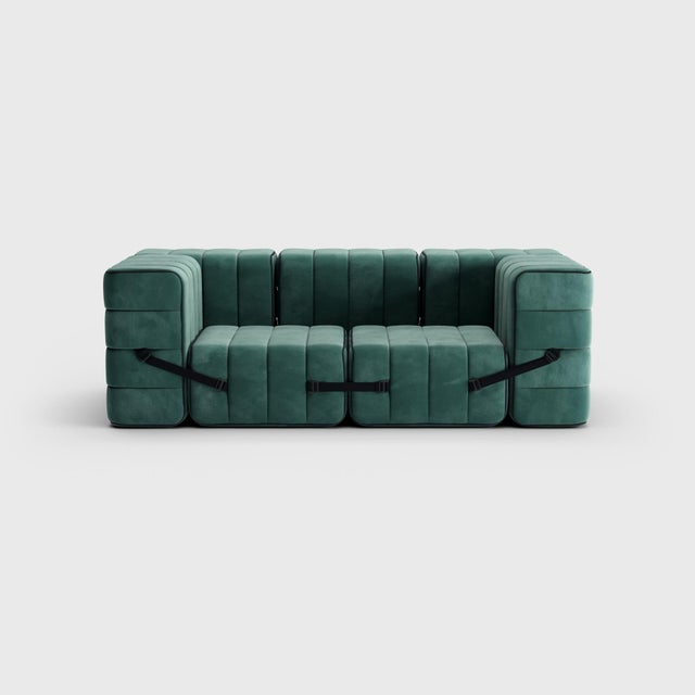Not Yet Made - Made To Order Curt Modular Set - Flexible 2-Seater with Armrests - Barcelona - Serpentine - V3347/39 (Green) by Ambivalenz, Set of 7 For Sale - Image 5 of 5