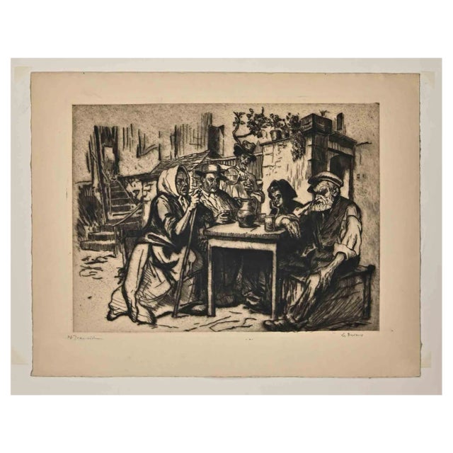 Pierre Georges Jeanniot, Drinkers, Etching, 1914 For Sale