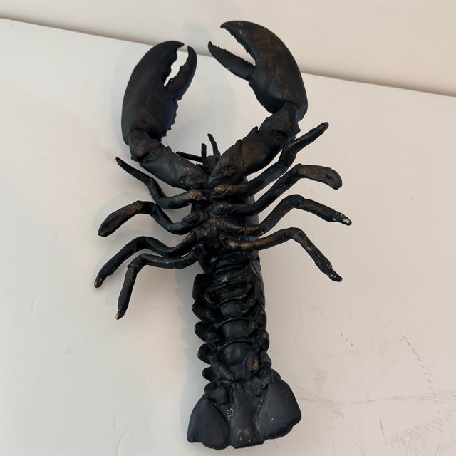 Mid 20th Century Vintage Large Blackened Cast Metal Lobster Sculpture For Sale - Image 5 of 8