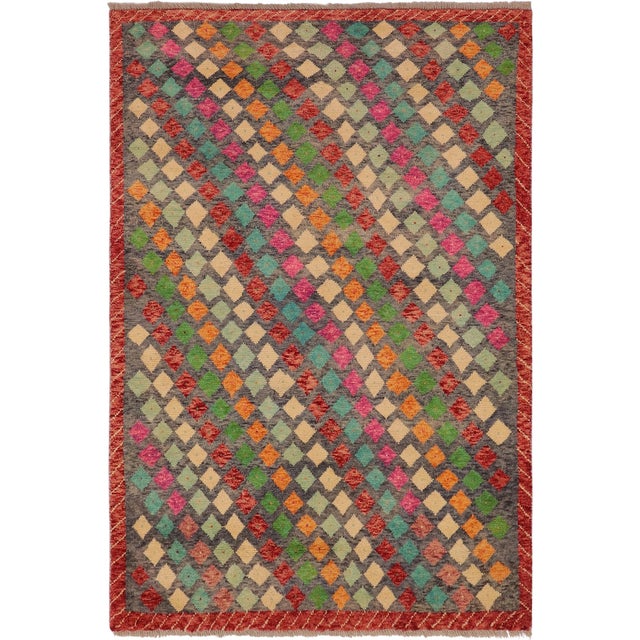 Shabby Chic Balochi Gray/Red Wool Rug - 4'2''x6'1'' For Sale - Image 11 of 11