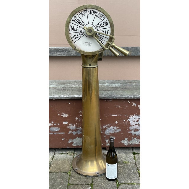 Solid brass "Hammerhead" ships telegraph. With faceplate from Siemens Brother and Company Limited, London. With ahead and...