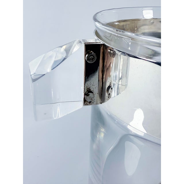 Posmodern Crystal, Acrylic Glass and Silver-Plated Ice Bucket from Guzzini, 1980s For Sale - Image 4 of 7