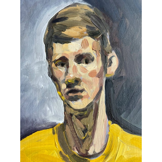 Boy in Yellow T-Shirt Acrylic Painting Unframed For Sale - Image 4 of 6