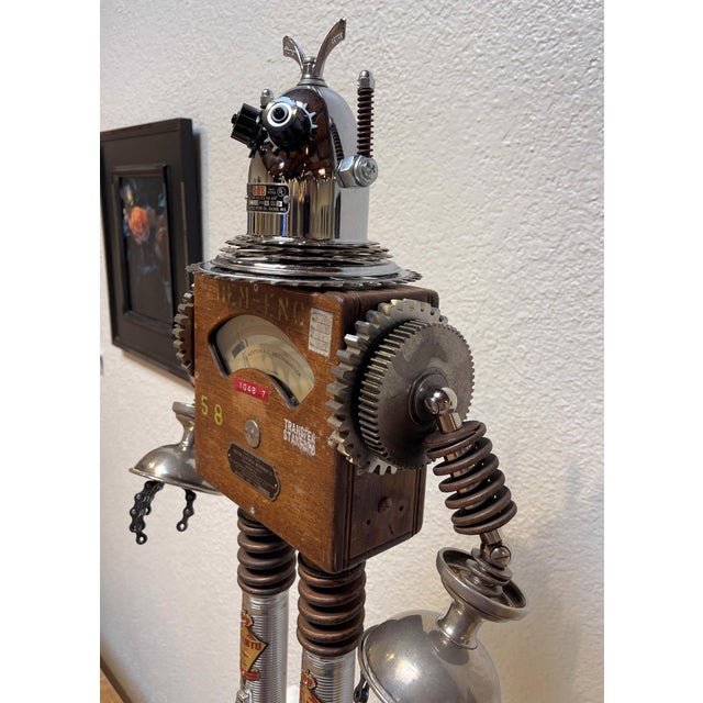 Early 21st Century Edwards by David Lipson | Found Object Assemblage Robot made from vintage materials For Sale - Image 5 of 5