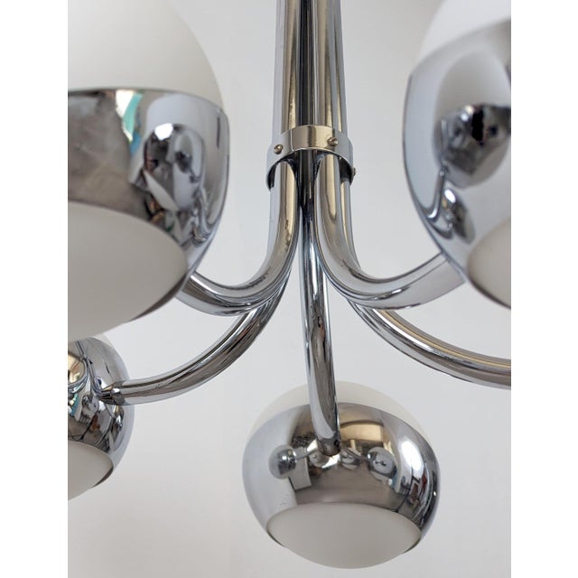 Mid-Century Modern Chrome Chandelier with Crystal Spheres from Stilnovo, Italy, 1960s For Sale - Image 3 of 11