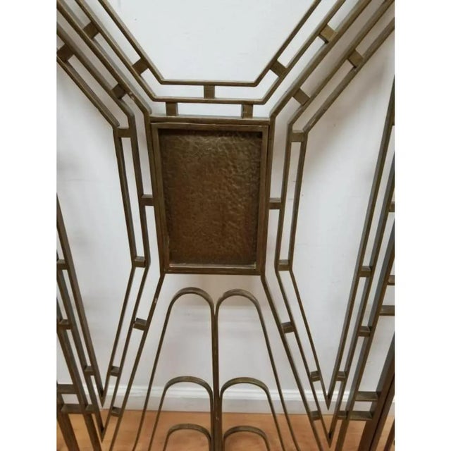 Art Deco Wrought Iron & Brass Three-Panel Gates – French Modernist Style – C. 1930 For Sale - Image 9 of 11