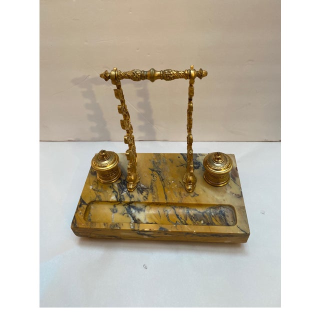 Siena Marble and Ormolu Double Inkstand Late 19th Century For Sale - Image 10 of 10