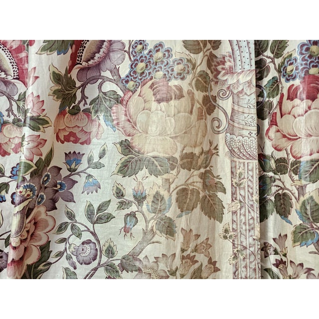 Textile Chintz Fabric Curtains with Indian-Style Print, 1920s, Set of 2 For Sale - Image 7 of 11
