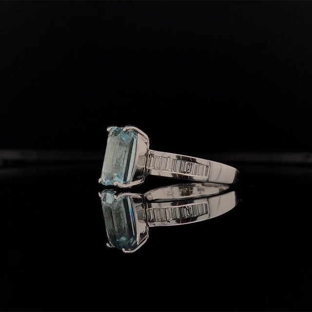 Diamond Aquamarine Ring 3.30TCW 14k Gold Women Certified For Sale - Image 11 of 12