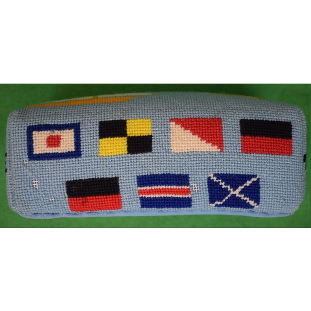 Nautical Needlepoint Brick Doorstop W/ Signal Flags/ Lighthouse & Sailboat For Sale In New York - Image 6 of 6