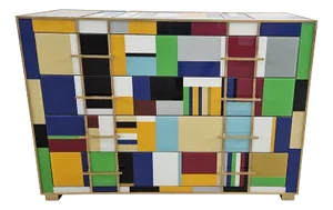 Chest of Drawers in Multicolored Murano Glass, 1980s