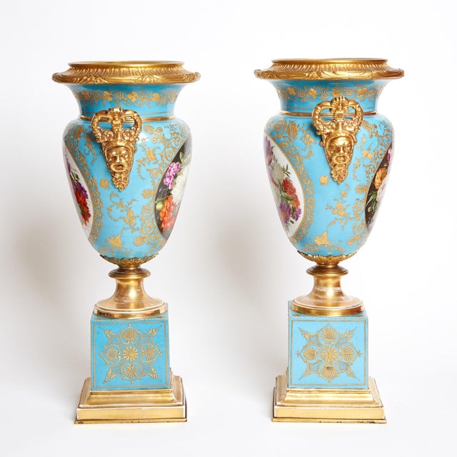 Antique Gilt Bronze Mounted Blue-Ground Jacob Petit Handled Urn, Ca. 1834 For Sale - Image 12 of 12