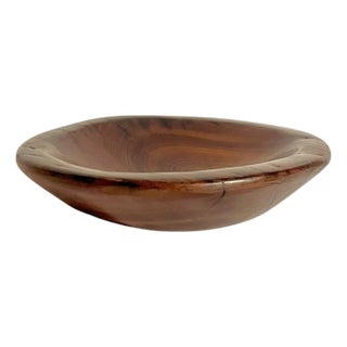 Vintage African Folk Art Heavy Wood Bowl For Sale