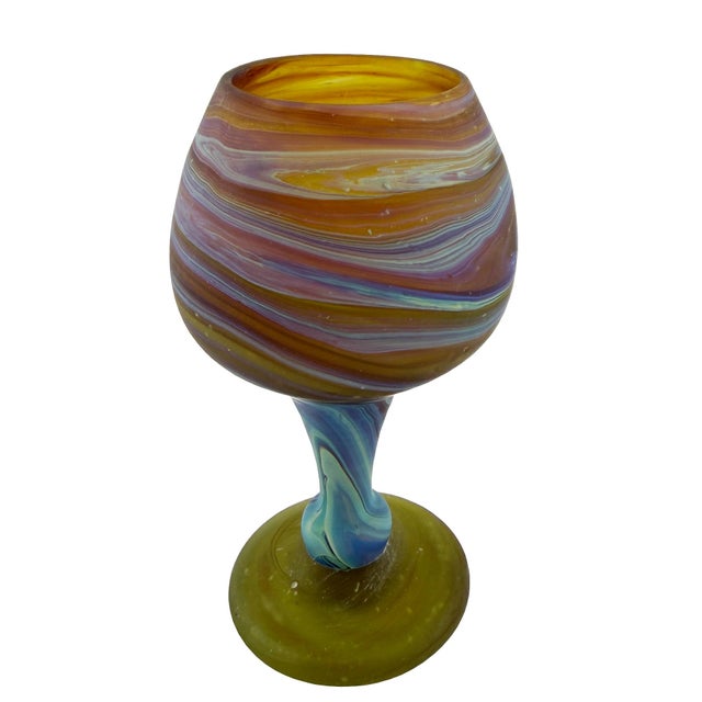 Vintage Hebron Phoenician Handblown Glass Wine Goblets - Set of Six For Sale - Image 4 of 7