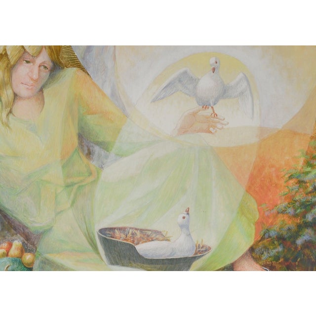 Contemporary R. Luis Monllao, Serene Abundance, Original Watercolor & Mixed Media Painting For Sale - Image 3 of 11