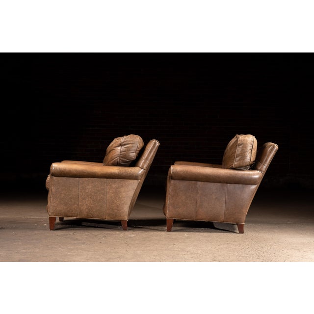 Animal Skin Pair of Vintage Leather Club Lounge Chairs For Sale - Image 7 of 8