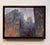 The artwork depicts an urban landscape at twilight, where towering buildings loom under a moody sky, bathed in shades of...