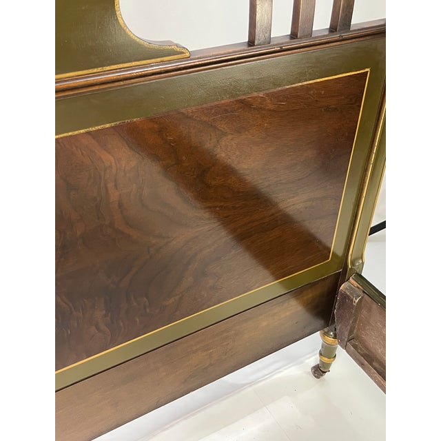 Neoclassical Sligh Grand Rapids Walnut Burl & Hand-Painted Full Bed For Sale - Image 12 of 18