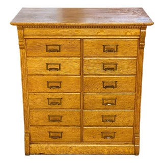 Antique Oak 12 Drawer File Cabinet Rockwell & Rupel of Chicago For Sale