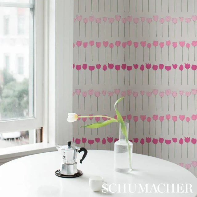 Mid-Century Modern Schumacher X Cristina Buckley Edie Wallpaper in Pink Ladies - 9 Yards For Sale - Image 3 of 4