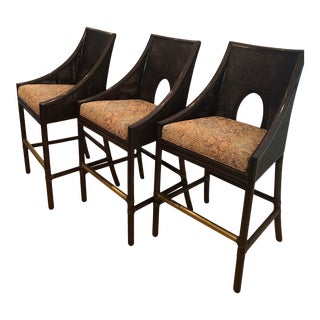 Barbara Barry Caned Barstools for McGuire Furniture - Set of 3 For Sale