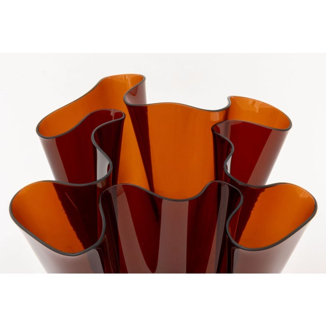 Fontana Arte Amber Art Glass Cartoccio Vase For Sale In New York - Image 6 of 10