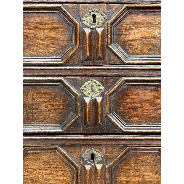 Charles II Oak Geometric Chest of Drawers, 1680s For Sale - Image 11 of 14