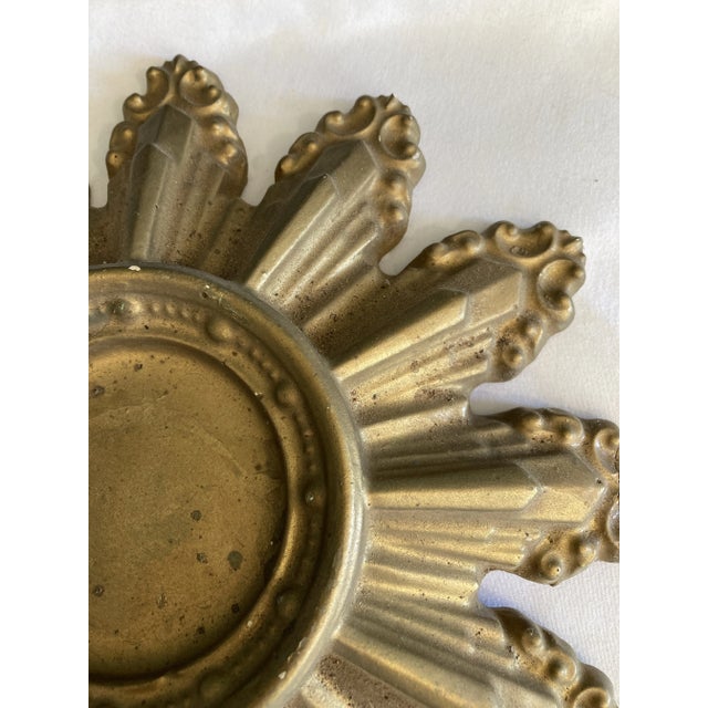 Early 20th Century Vintage Gold Starburst Ceramic Candleholder For Sale - Image 5 of 7