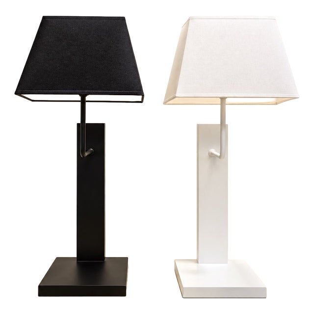 Vintage Table Lamps in Lacquered Metal and Fabric, 2010s, Set of 2 For Sale